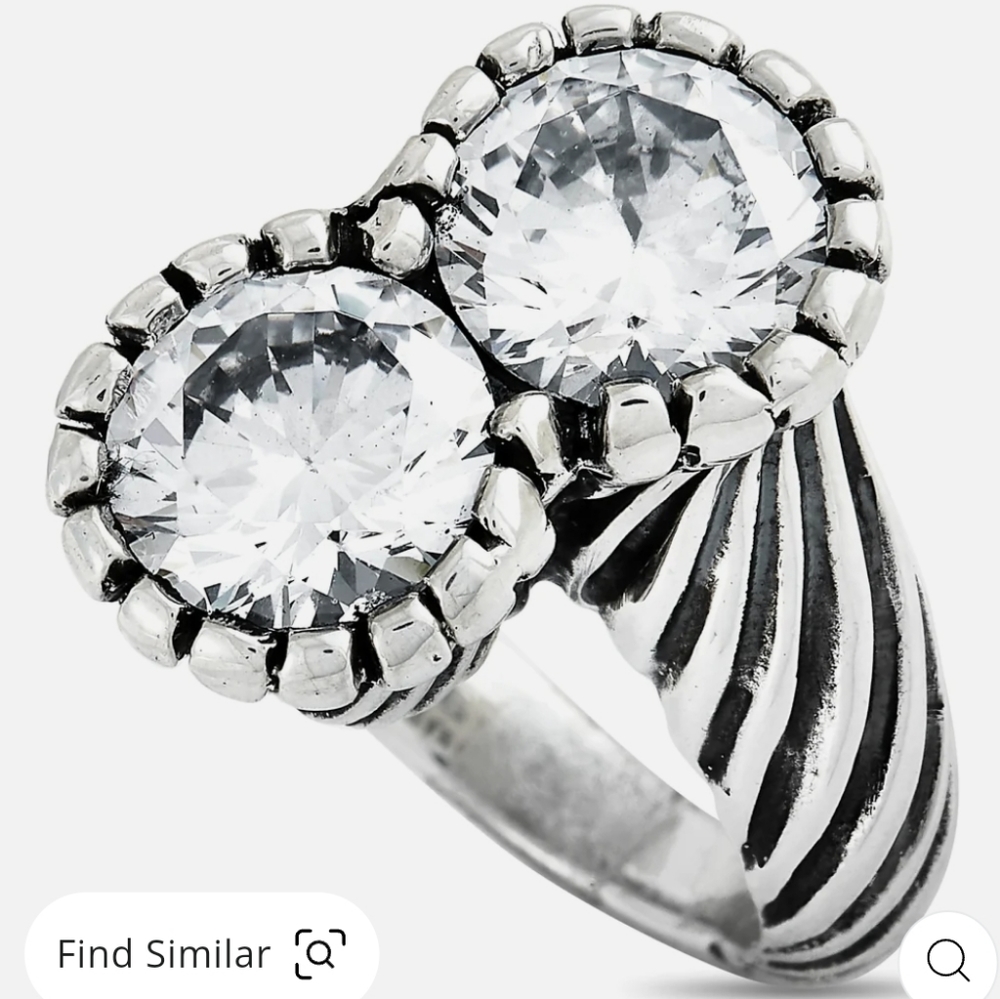 Silver And White Cubic Zirconia Twisted Pattern Ring